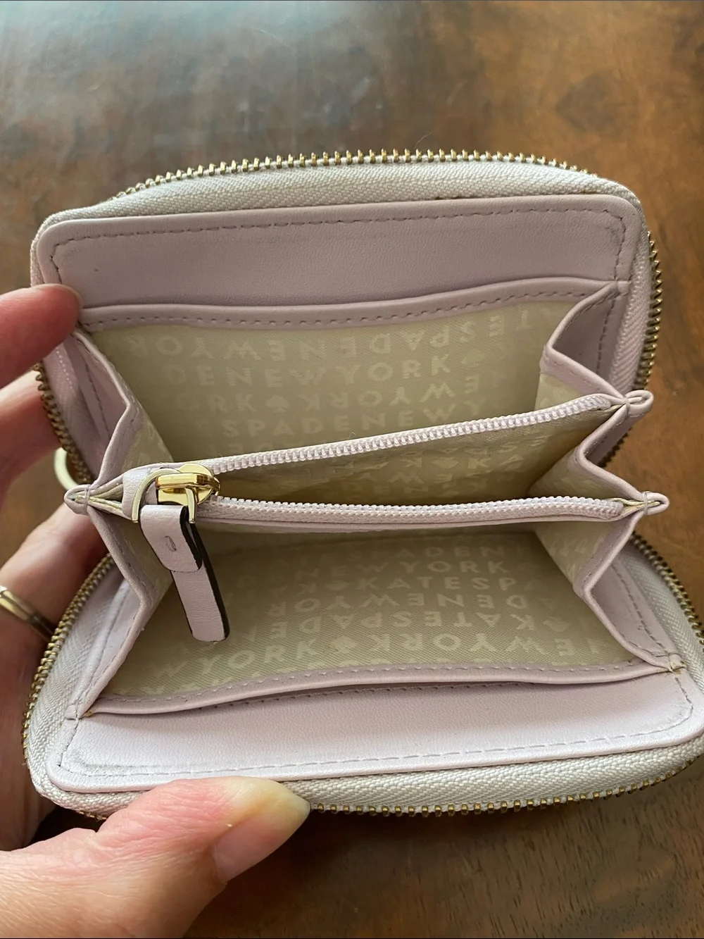 kate spade Lilac Leather Zip Card Holder with Keyring